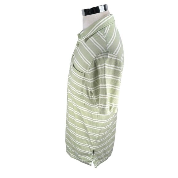 Patagonia Polo Shirt Men’s Medium Green White Striped Short Sleeve Regular Fit - Picture 3 of 11